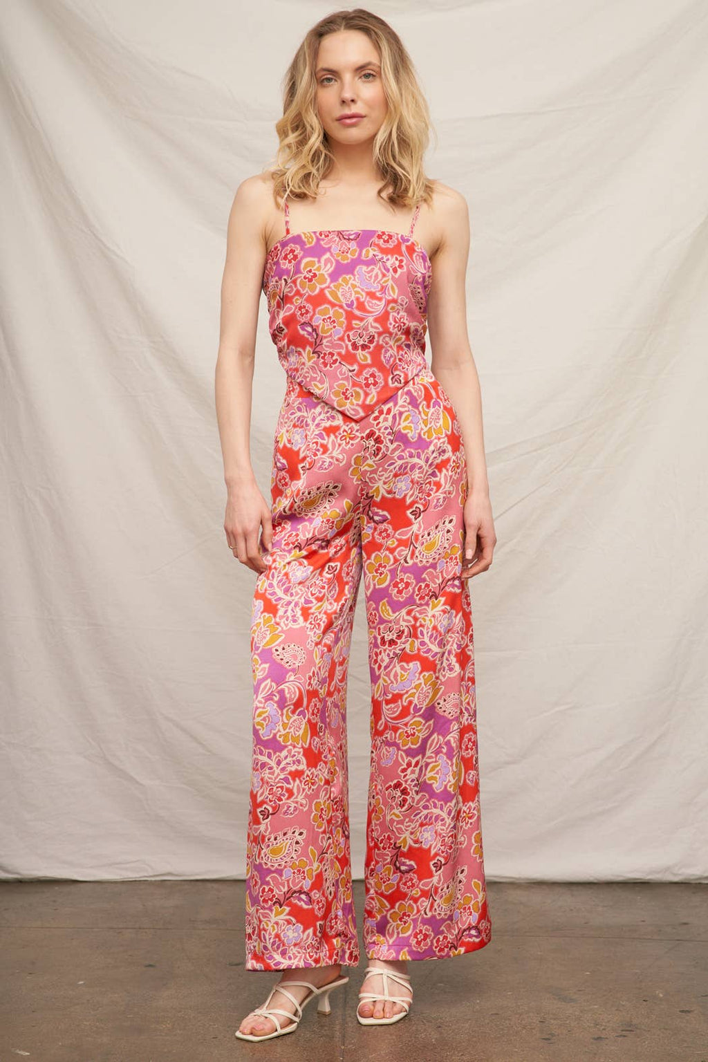 Floral Print Satin Pants