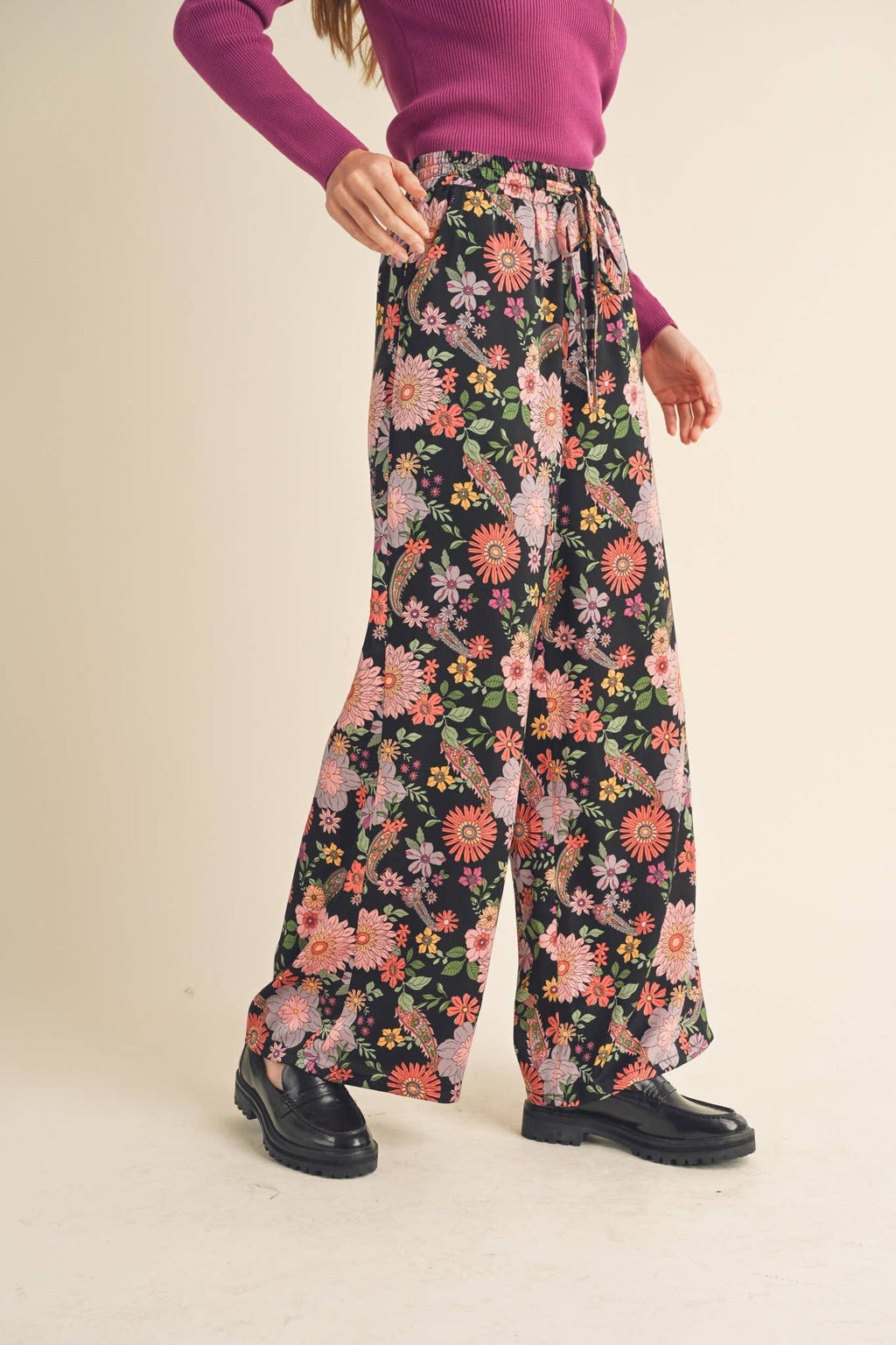 EXCLUSIVE PRINT HIGH RISE SATIN PANTS MP2709