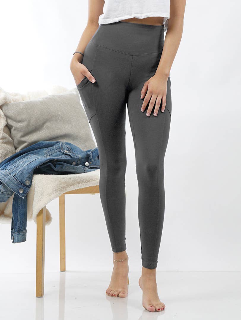 Brushed Microfiber Wide Waistband Leggings W/ Pockets Zenana