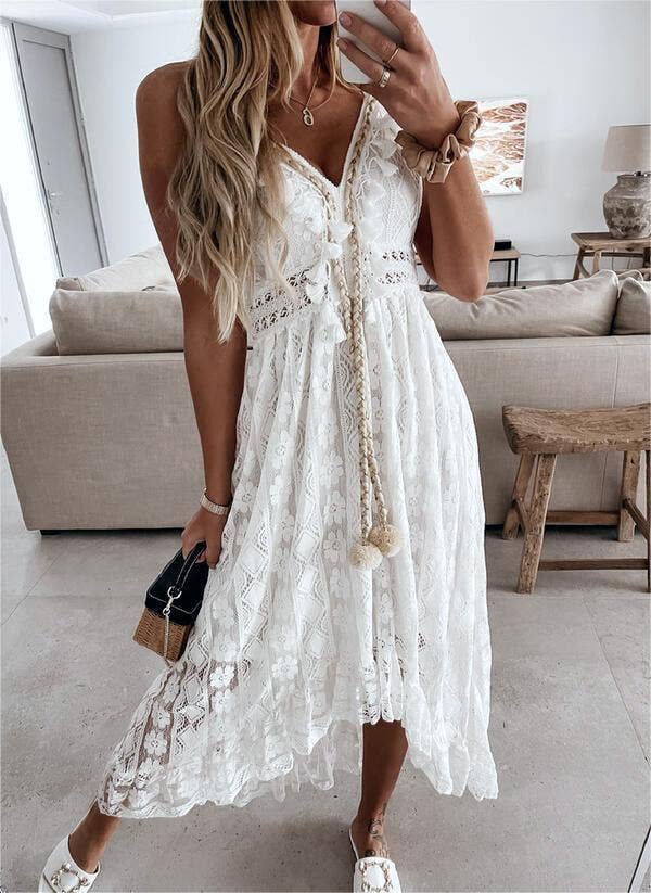 Bohemia lace tassel maxi sun dress