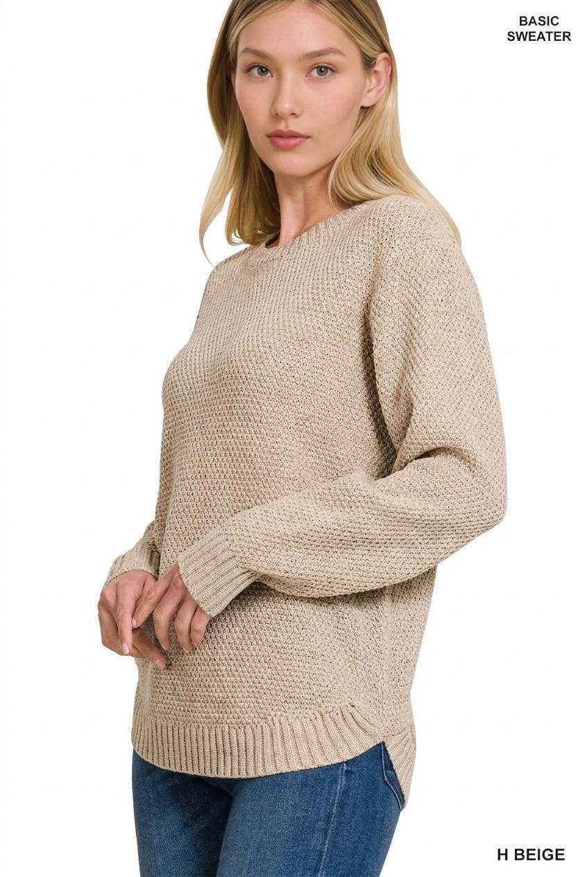 Round Neck Basic Sweater Zenana