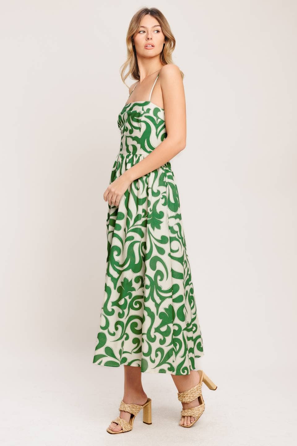 A printed woven midi dress - ID23476