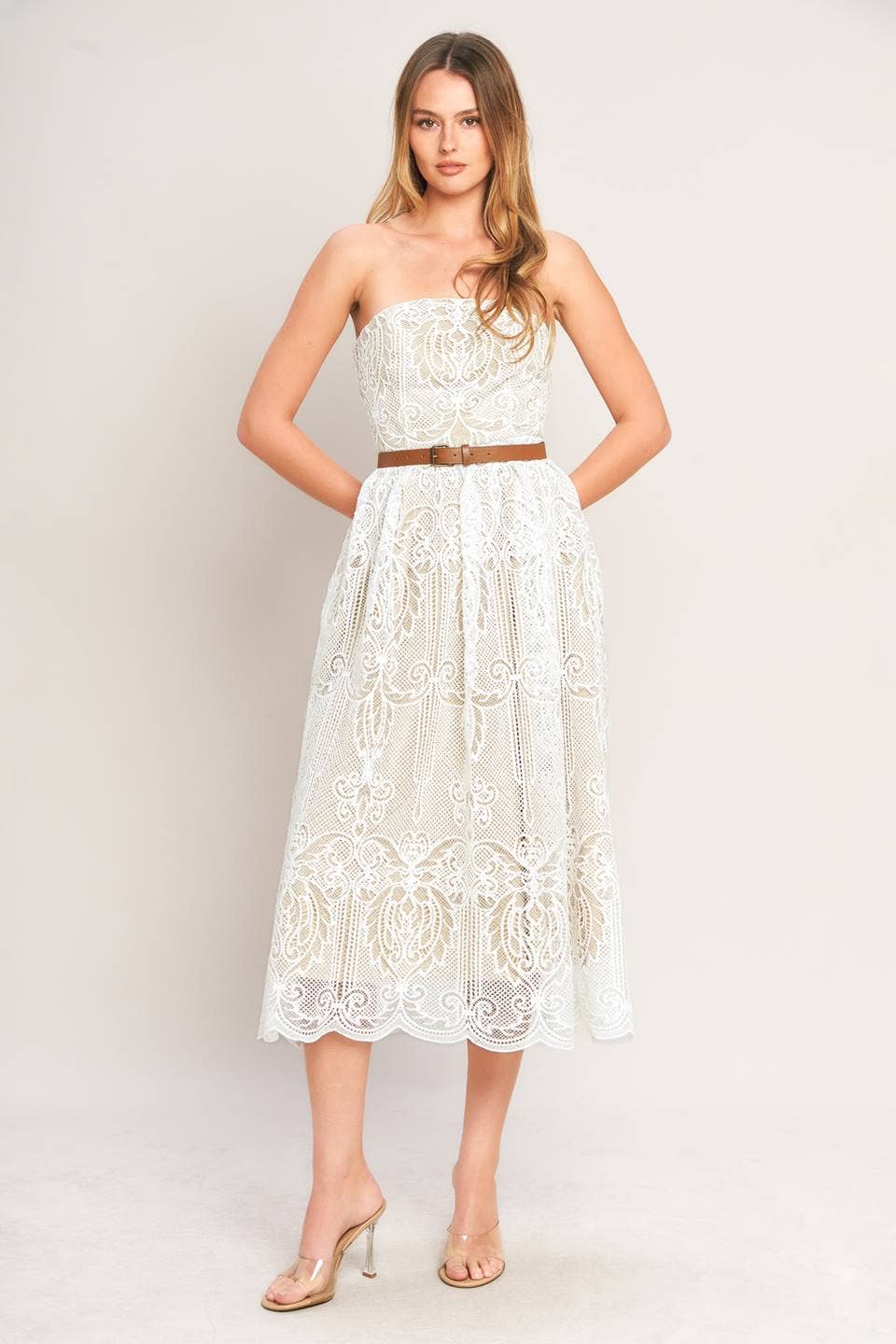 A woven lace midi dress - ID23640