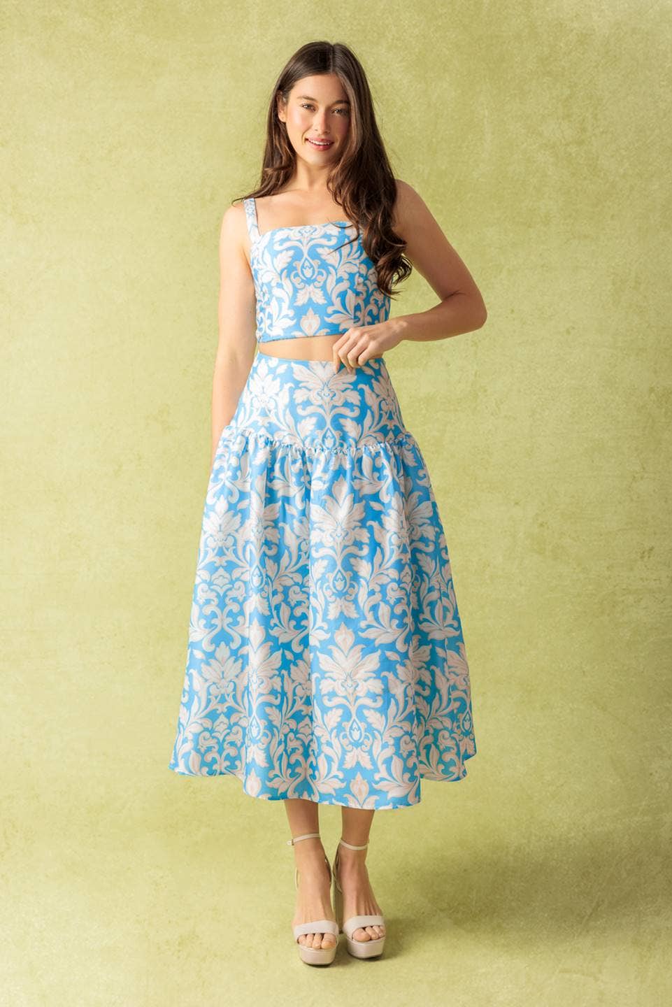 A printed woven top and skirt set - IT13545-SET