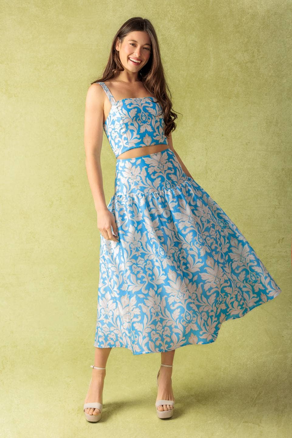 A printed woven top and skirt set - IT13545-SET