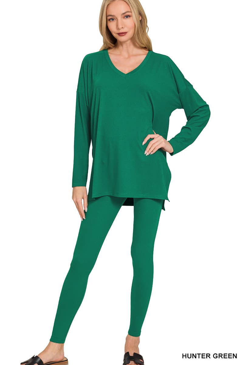 Brushed Dty Microfiber Loungewear Set - Zenana