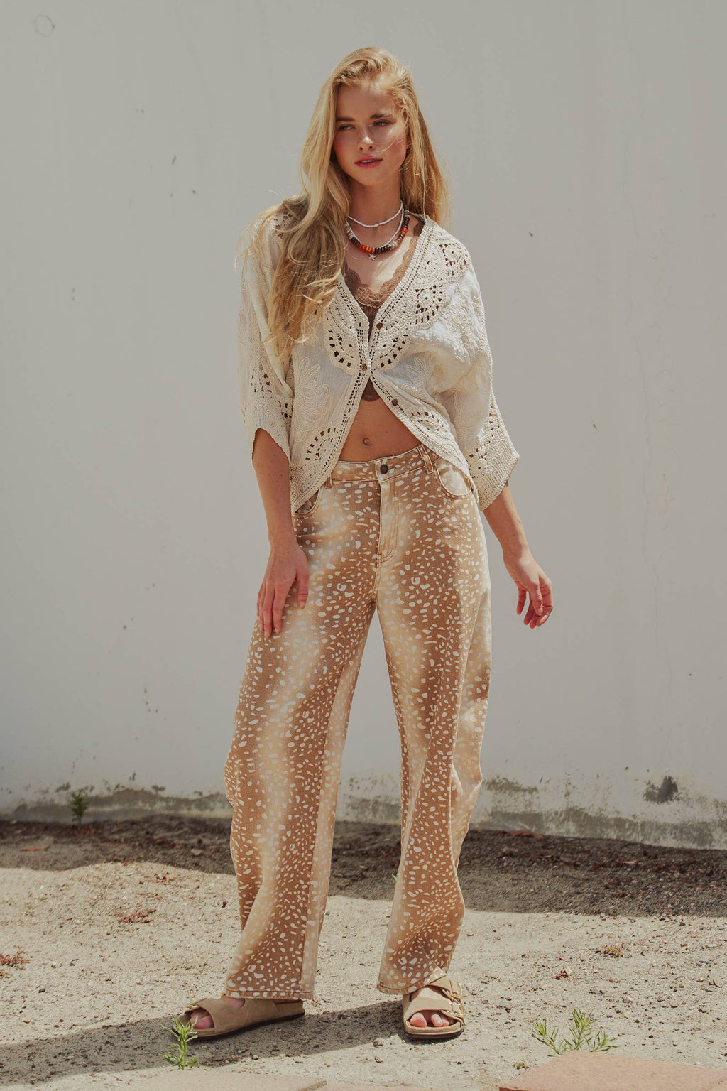 Floral Embroidered Lace Button Front Top