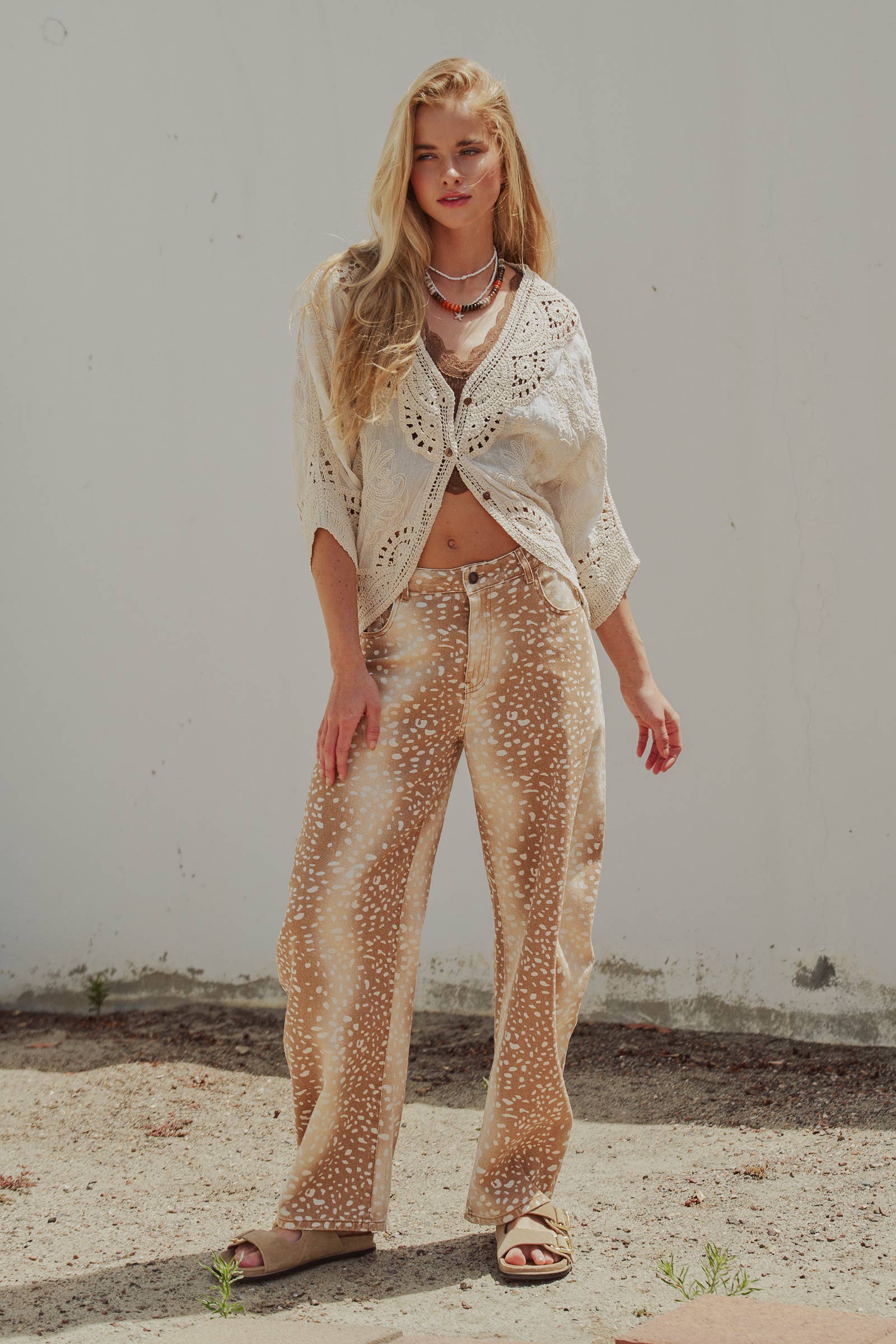 Floral Embroidered Lace Button Front Top