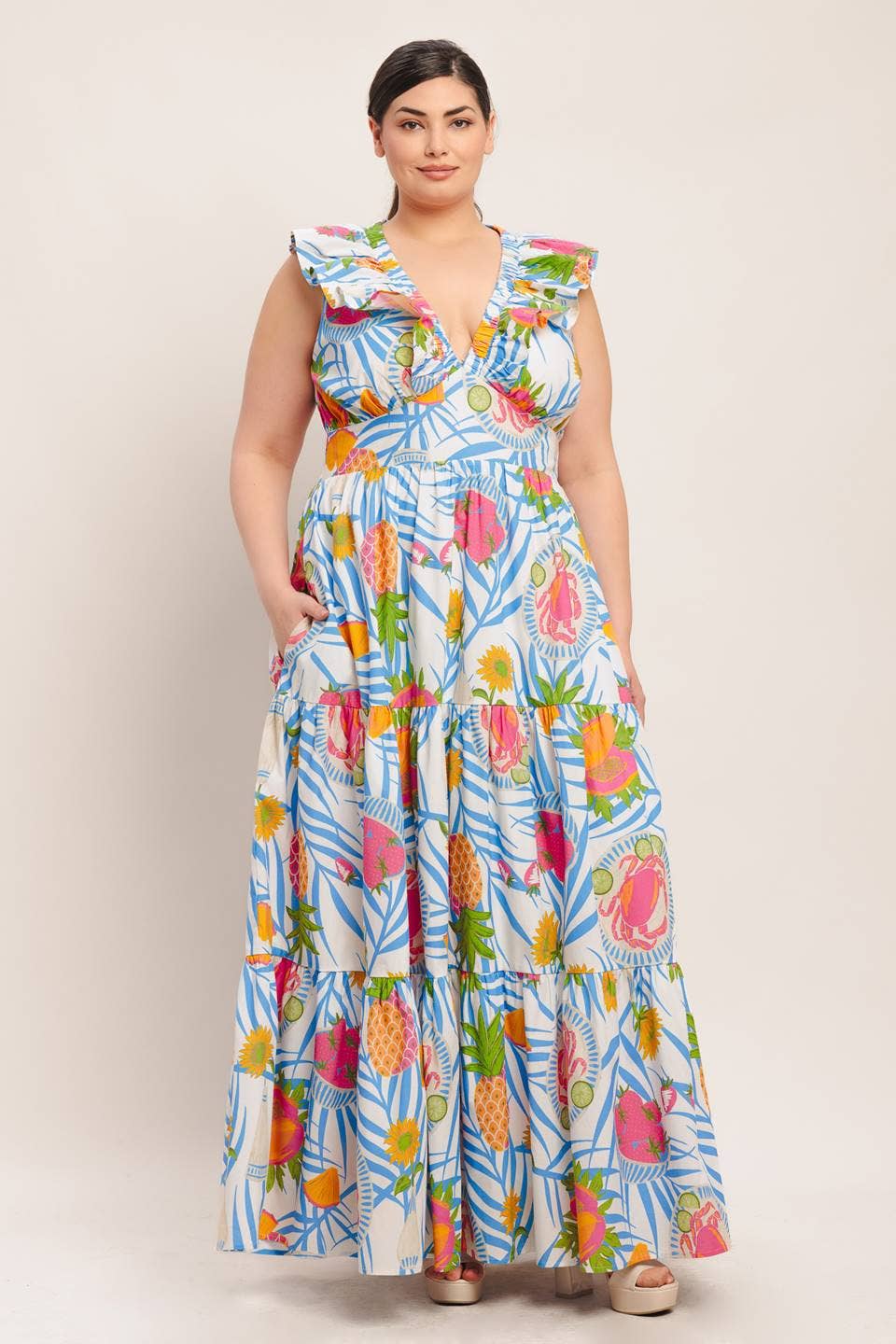 A printed woven maxi dress - ID23187-P