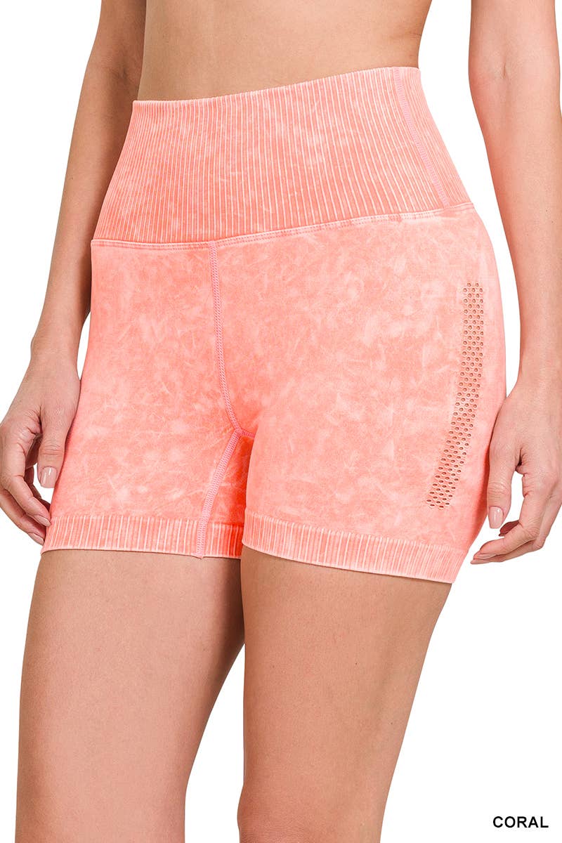 Washed Seamless High Waist Shorts Leggings - Zenana