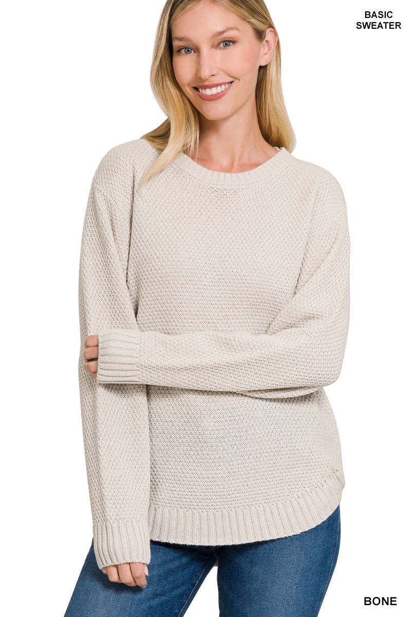 Round Neck Basic Sweater Zenana