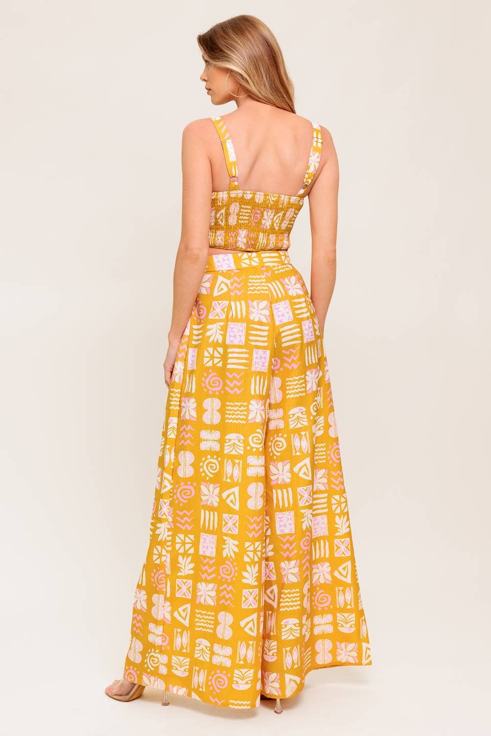 A printed woven top and pant set - IT13632-SET