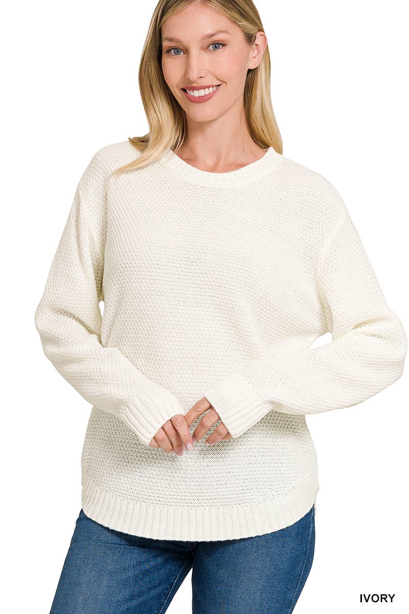 Round Neck Basic Sweater Zenana