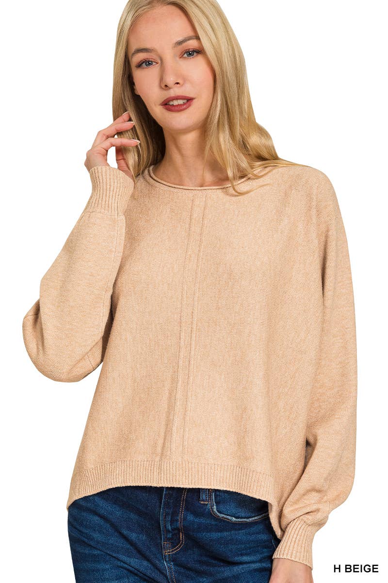 `Viscose Front Seam Sweater Zenana