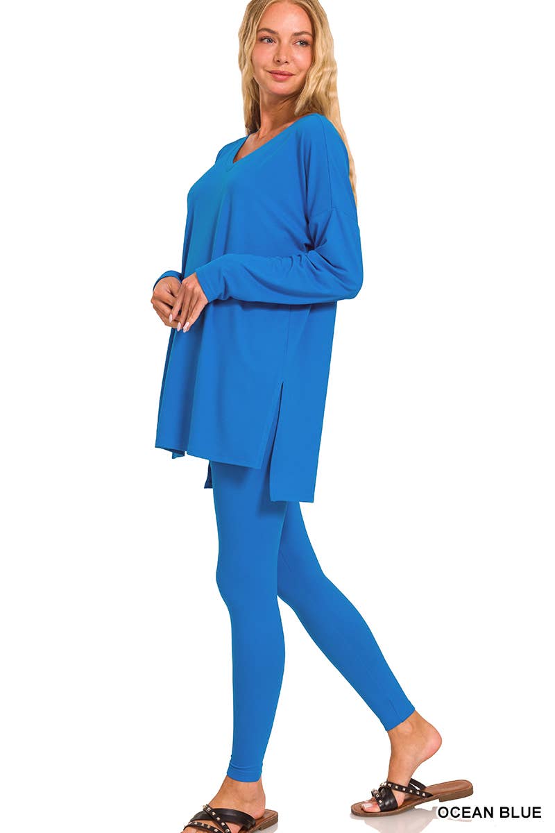 Brushed Dty Microfiber Loungewear Set - Zenana