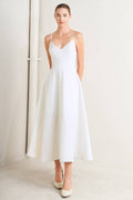 A solid woven midi dress - FD1839 WHITE