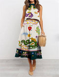 Wonderland Print tank top & skirt 2 piece set