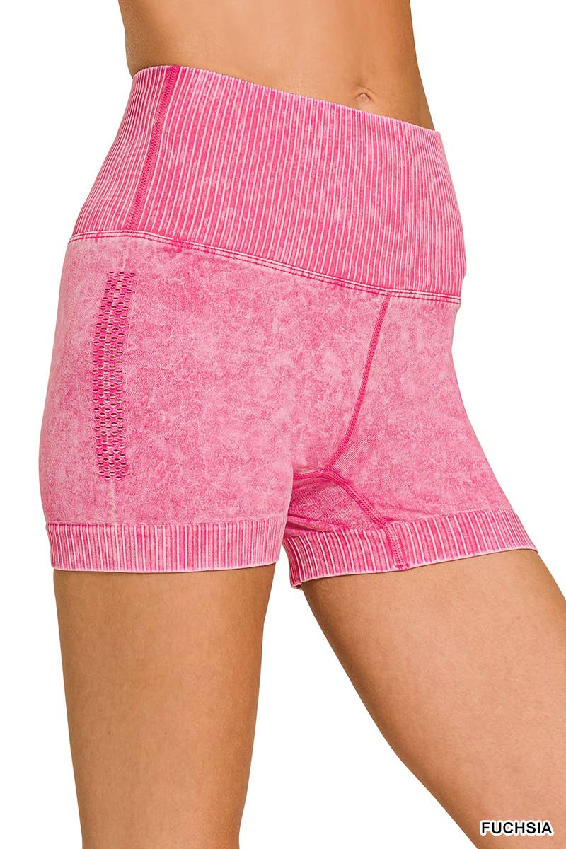 Washed Seamless High Waist Shorts Leggings - Zenana