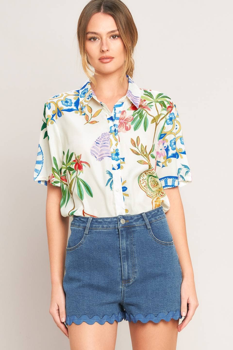 A printed woven top - IT13993B