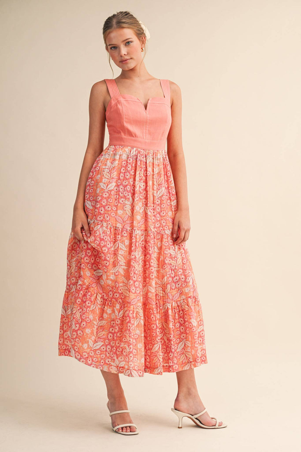 EXCLUSIVE FLORAL PRINT TIERED MIDI DRESS MDR4062