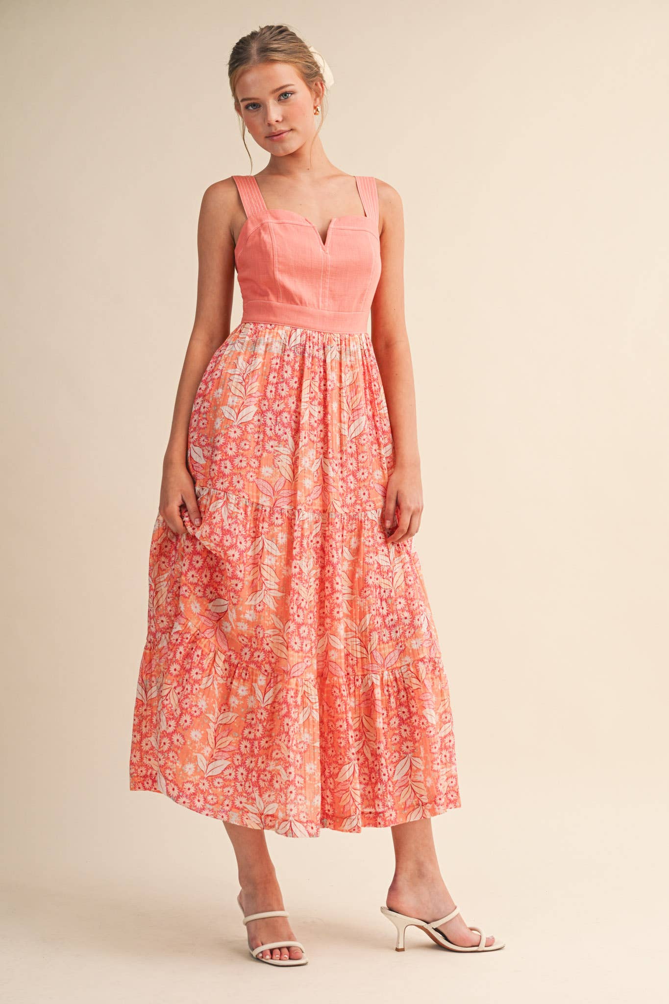 EXCLUSIVE FLORAL PRINT TIERED MIDI DRESS MDR4062