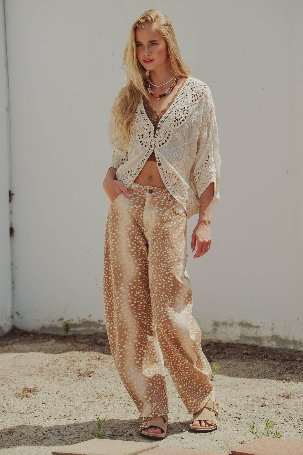 Floral Embroidered Lace Button Front Top