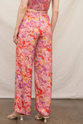 Floral Print Satin Pants