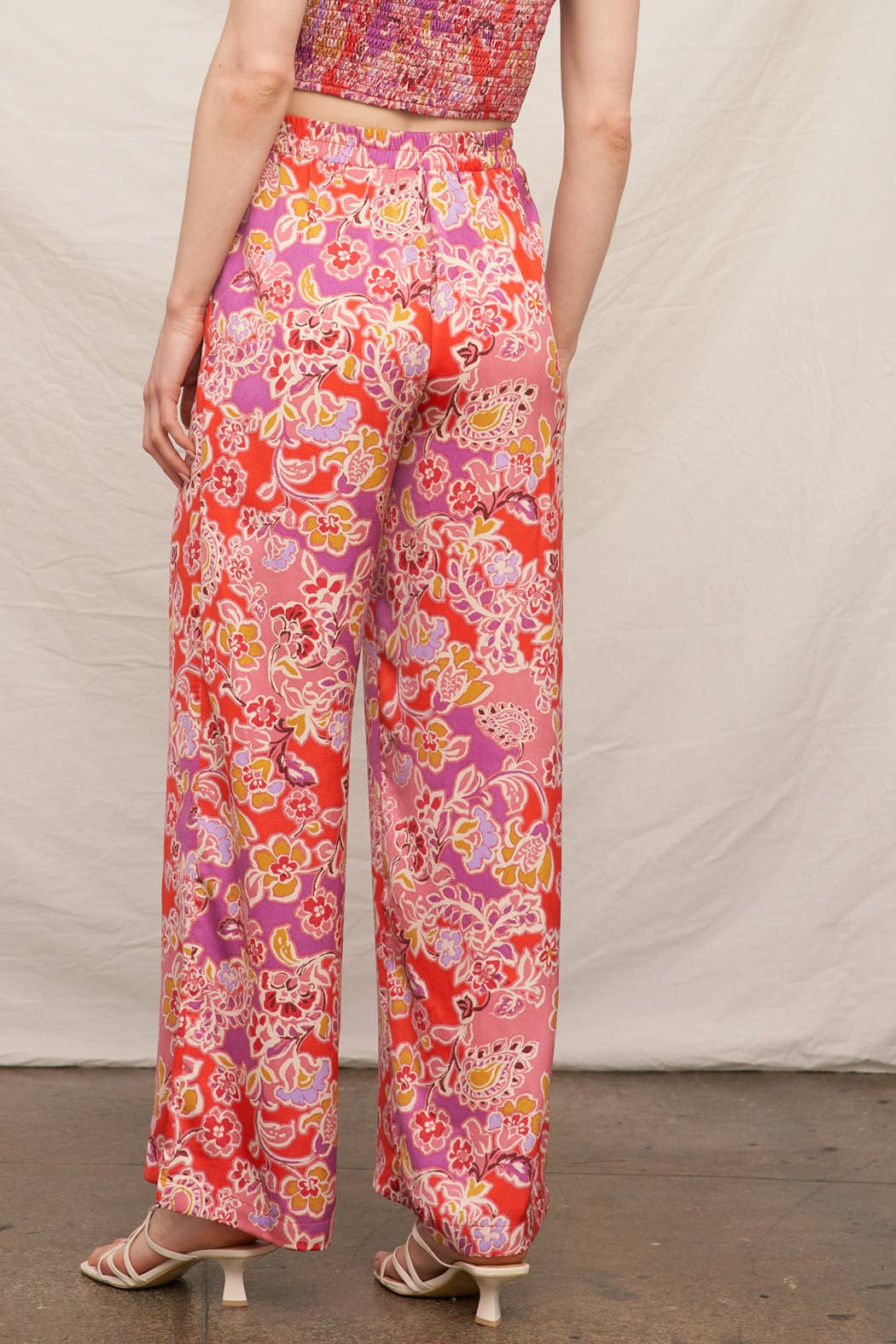 Floral Print Satin Pants