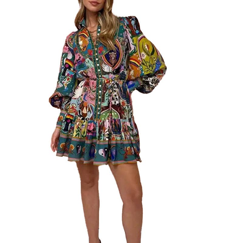 Elegant Floral Tie Waist Dress for Women