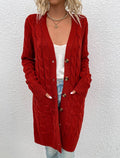 Cable Knit Longline Button-Up Cardigan