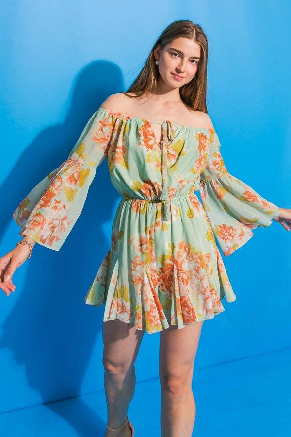 A printed woven romper