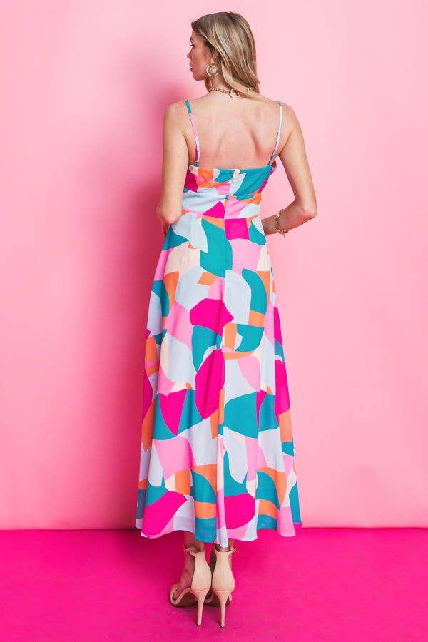 A printed woven midi dress - ID20073