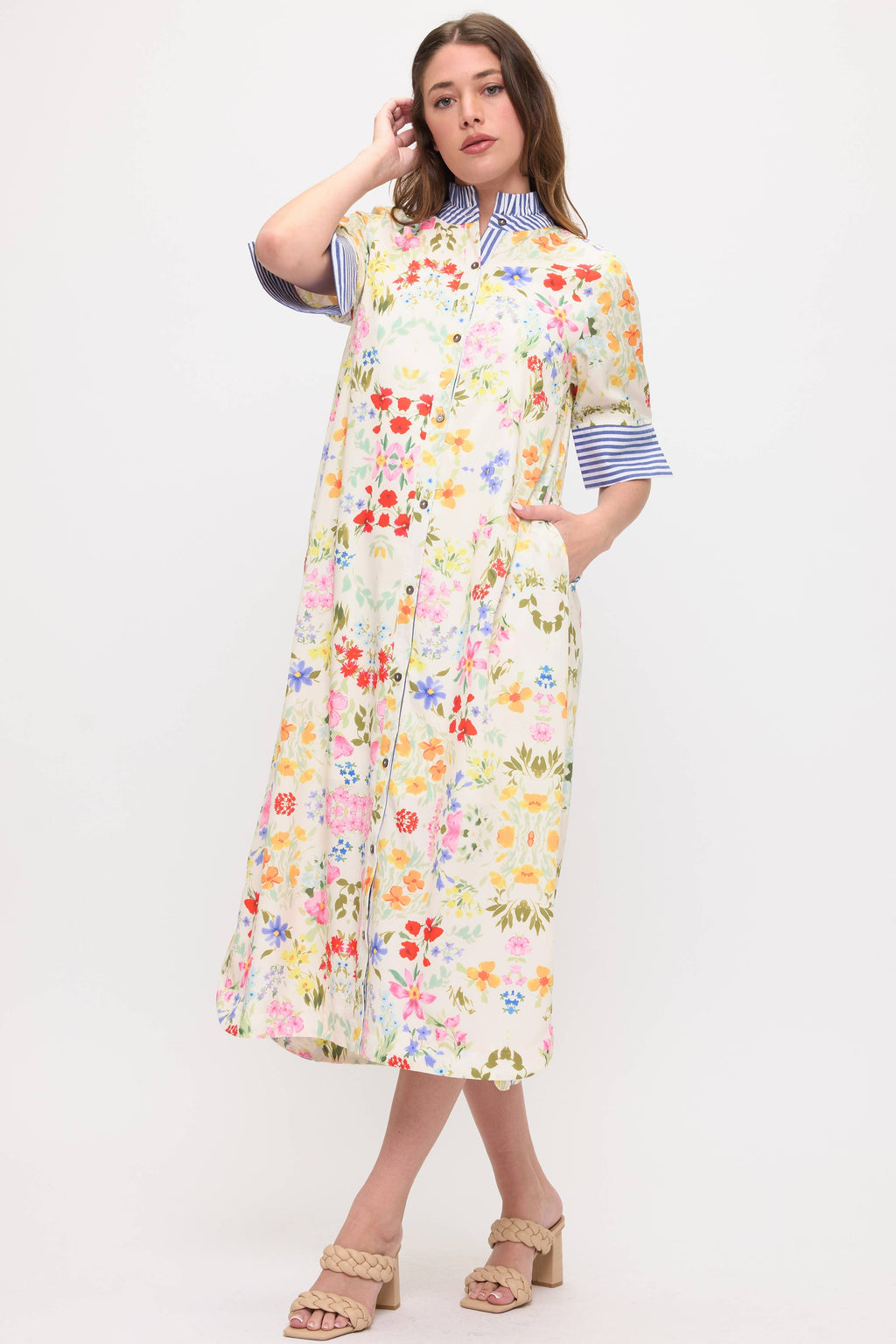 Floral Shirt Midi Dress