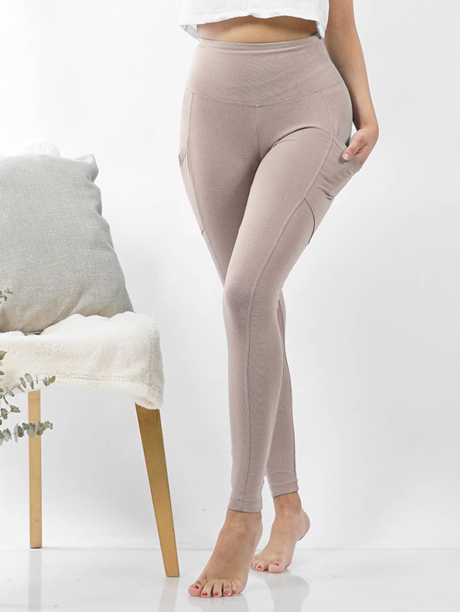 Brushed Microfiber Wide Waistband Leggings W/ Pockets Zenana