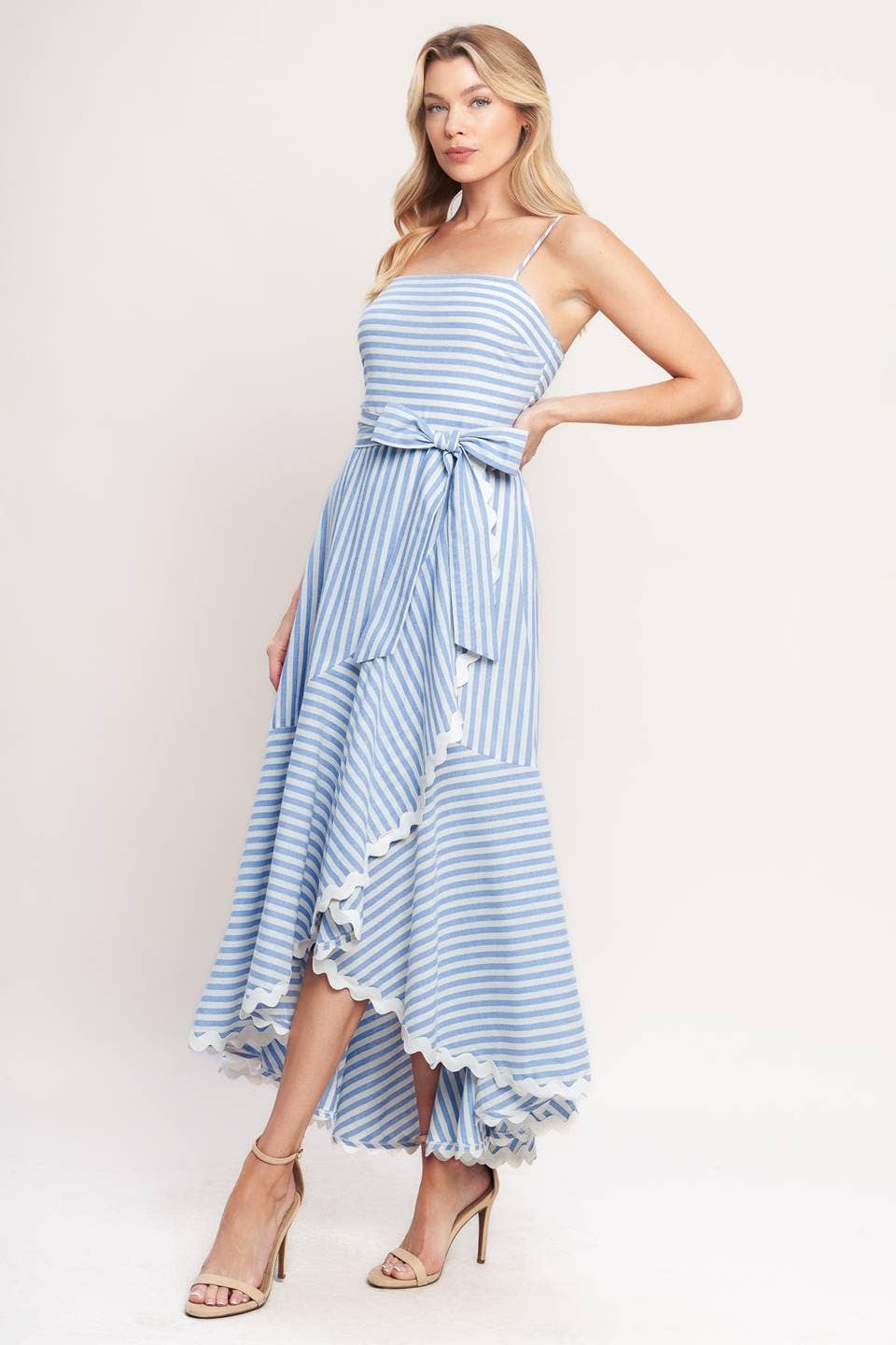 A striped woven midi dress - ID23452