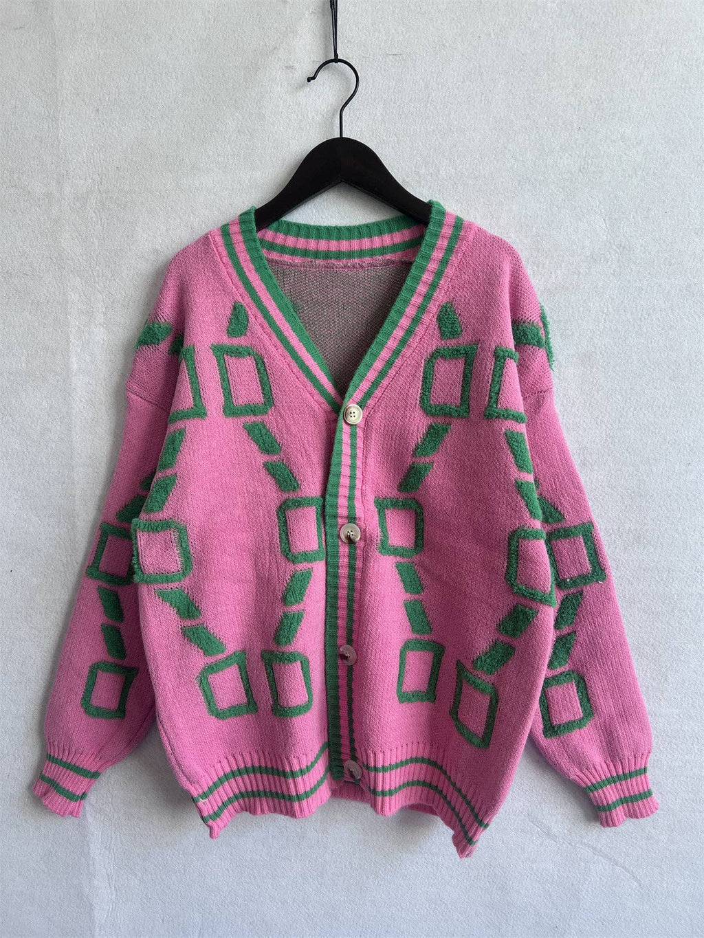 Graphic Button Cardigan
