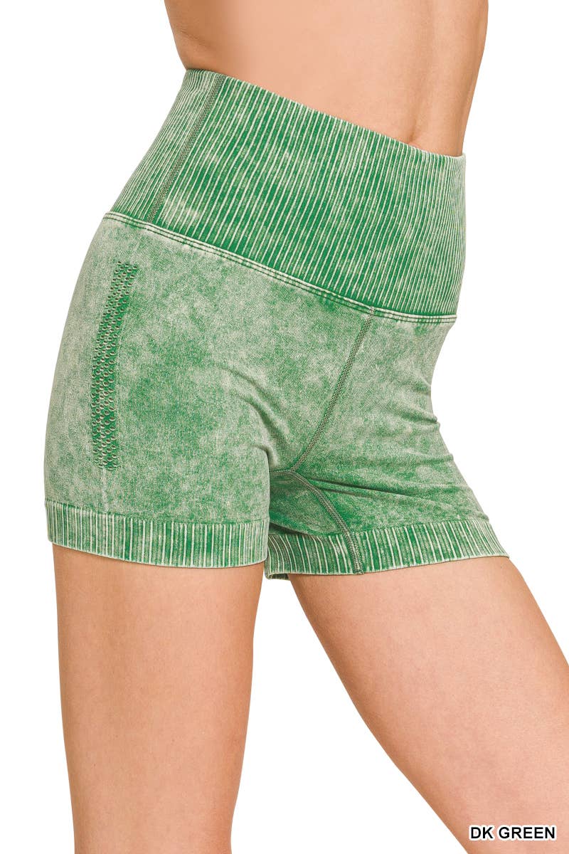 Washed Seamless High Waist Shorts Leggings - Zenana