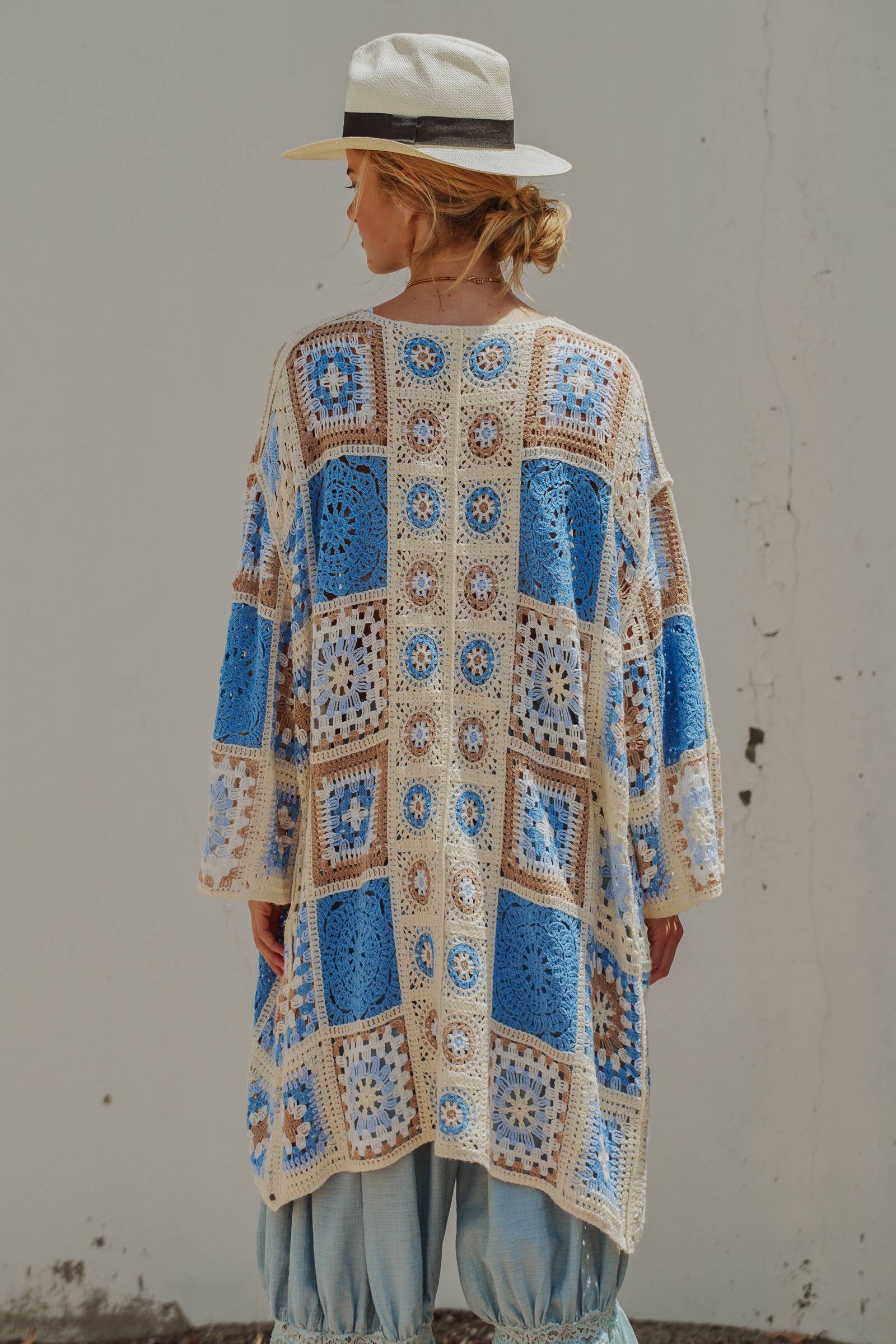 Granny Square Crochet Patchwork Duster Cardigan