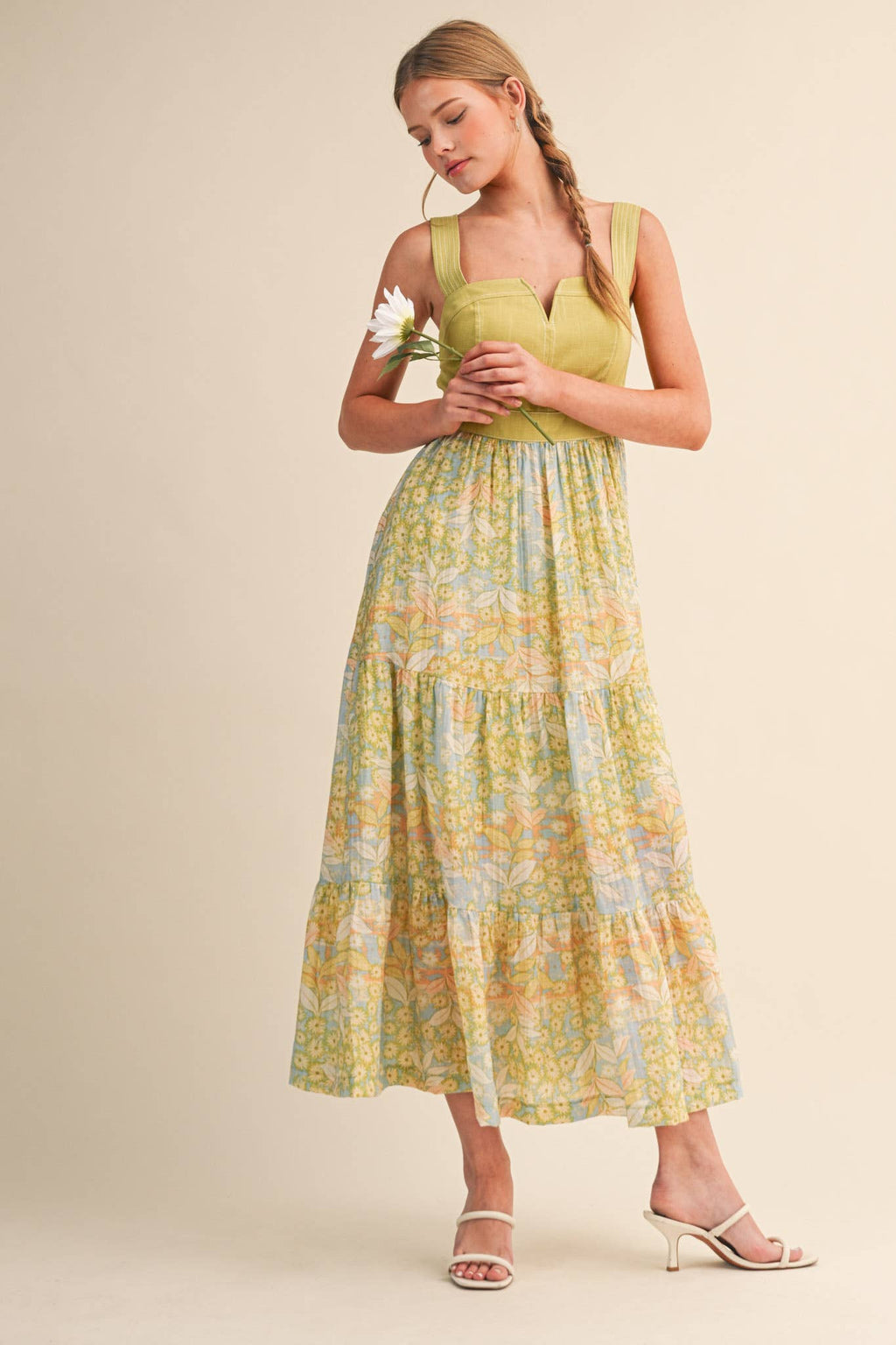 EXCLUSIVE FLORAL PRINT TIERED MIDI DRESS MDR4062