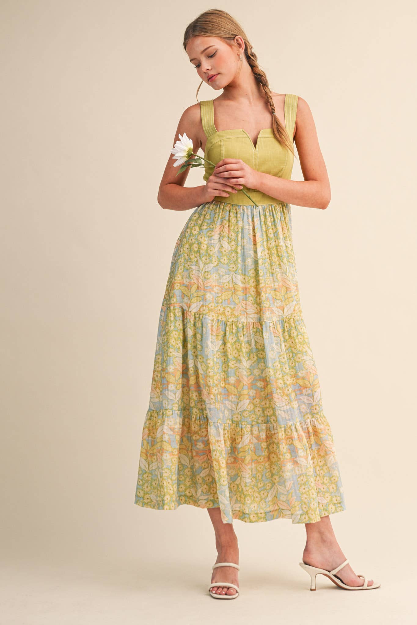 EXCLUSIVE FLORAL PRINT TIERED MIDI DRESS MDR4062