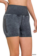 Washed Seamless High Waist Shorts Leggings - Zenana