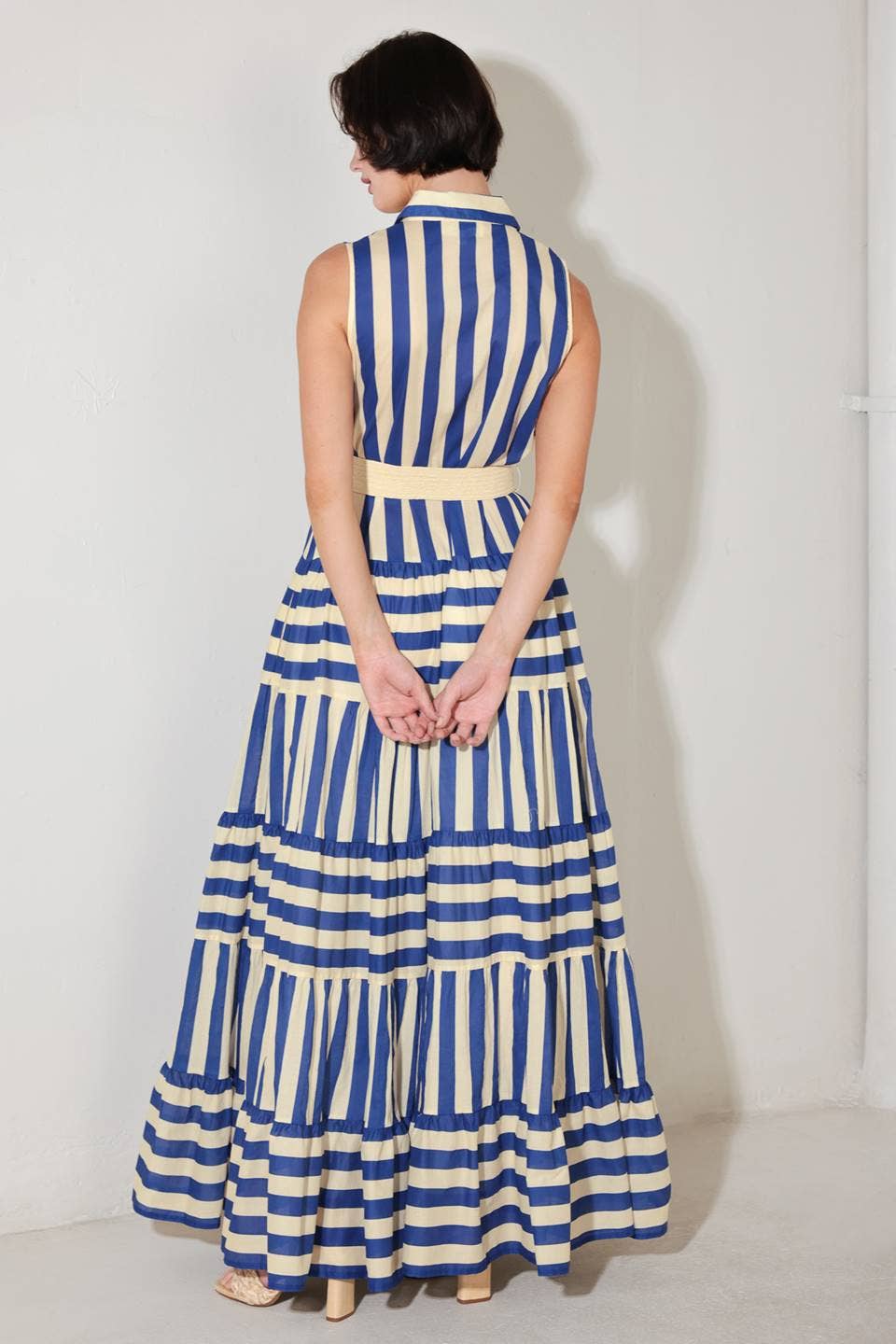 A striped maxi dress - FD1894 BLUE/IVORY
