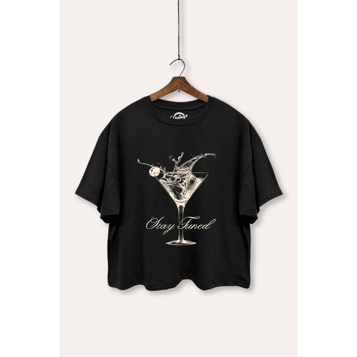 Cocktail Glass Splash Graphic Boxy Crop Top