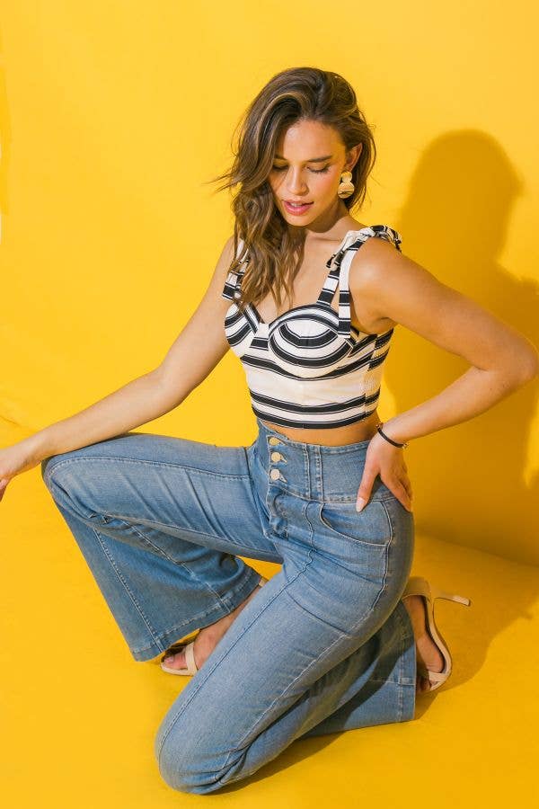 A printed woven bustier top - IT12155