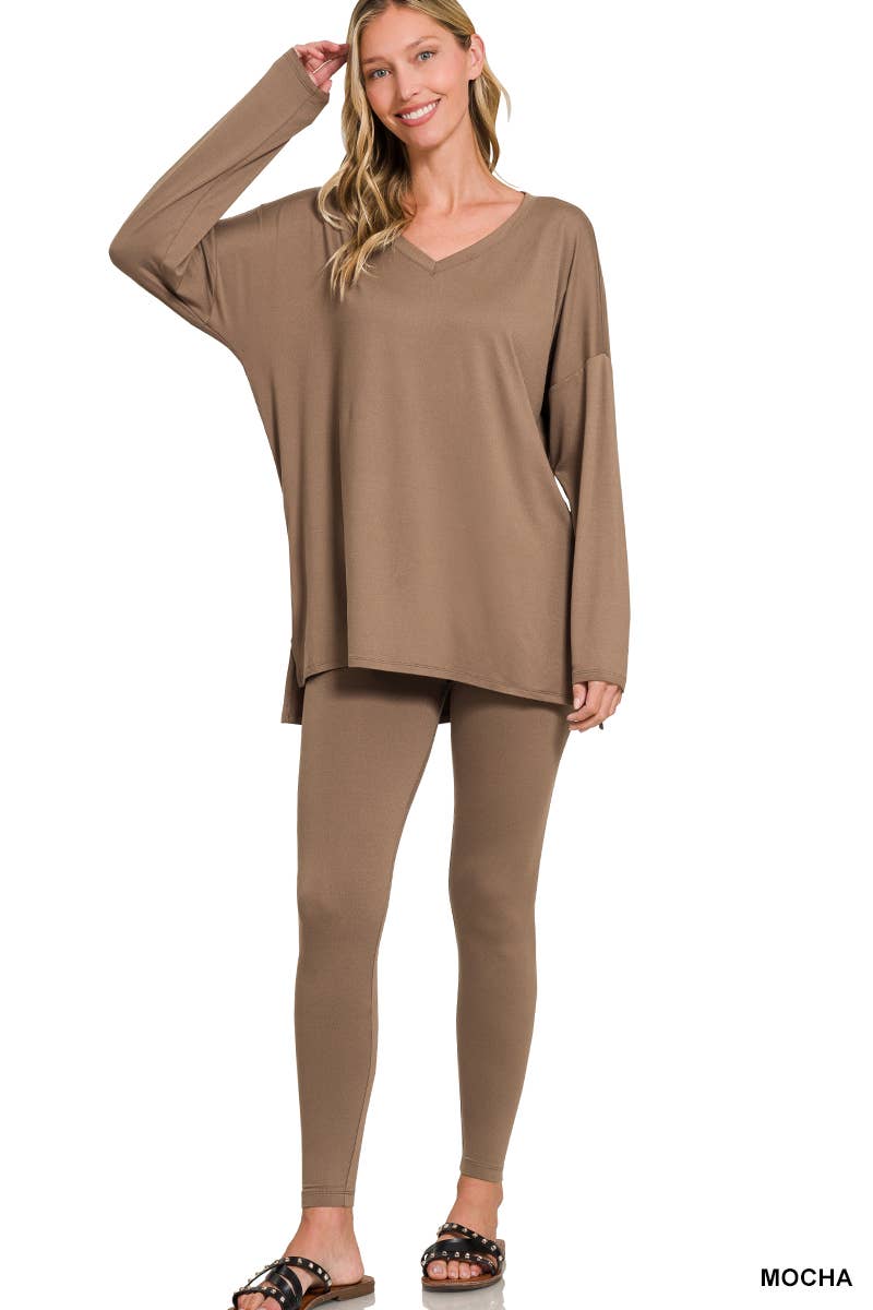 Brushed Dty Microfiber Loungewear Set - Zenana