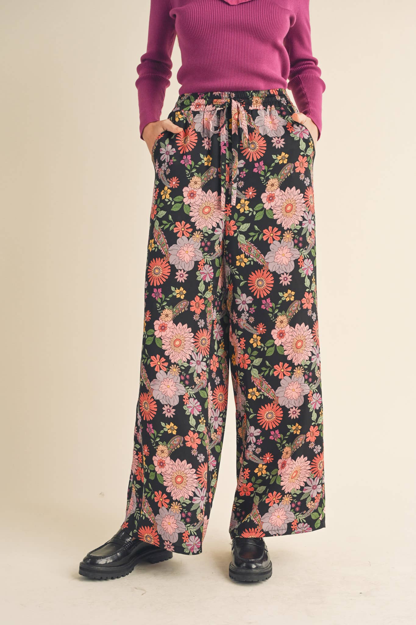 EXCLUSIVE PRINT HIGH RISE SATIN PANTS MP2709