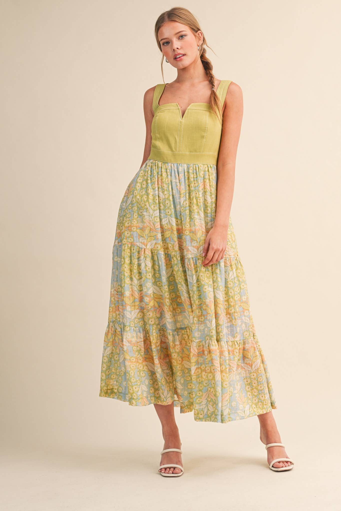 EXCLUSIVE FLORAL PRINT TIERED MIDI DRESS MDR4062