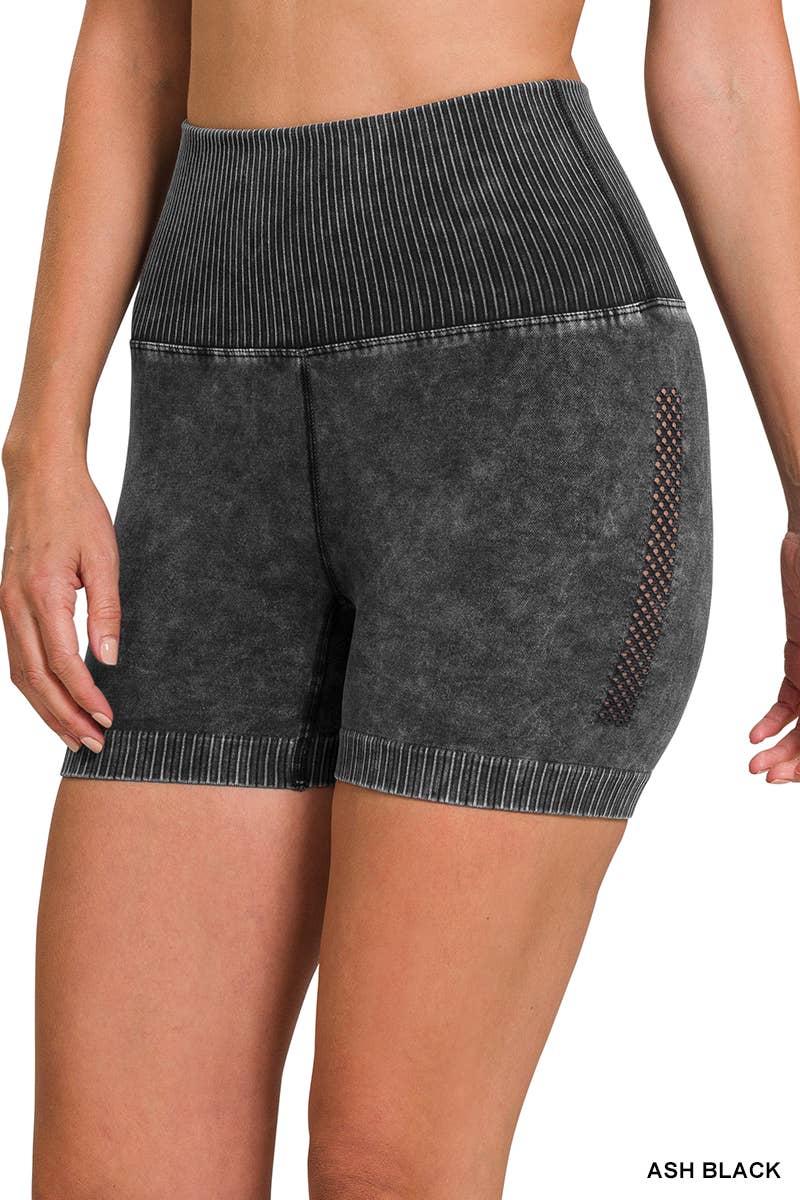 Washed Seamless High Waist Shorts Leggings - Zenana