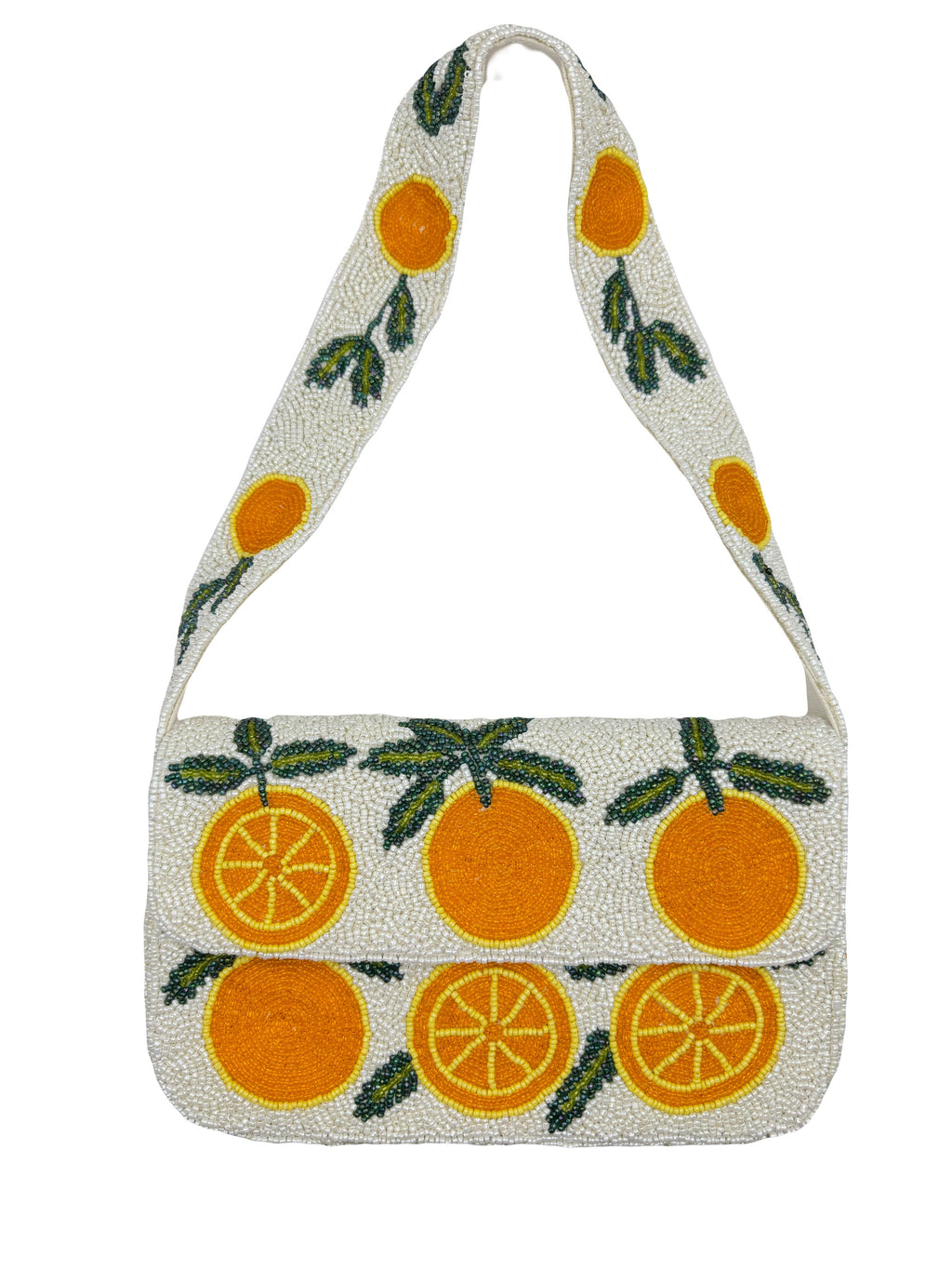 Orange SINGLE SIDED Beaded Shoulder Bag