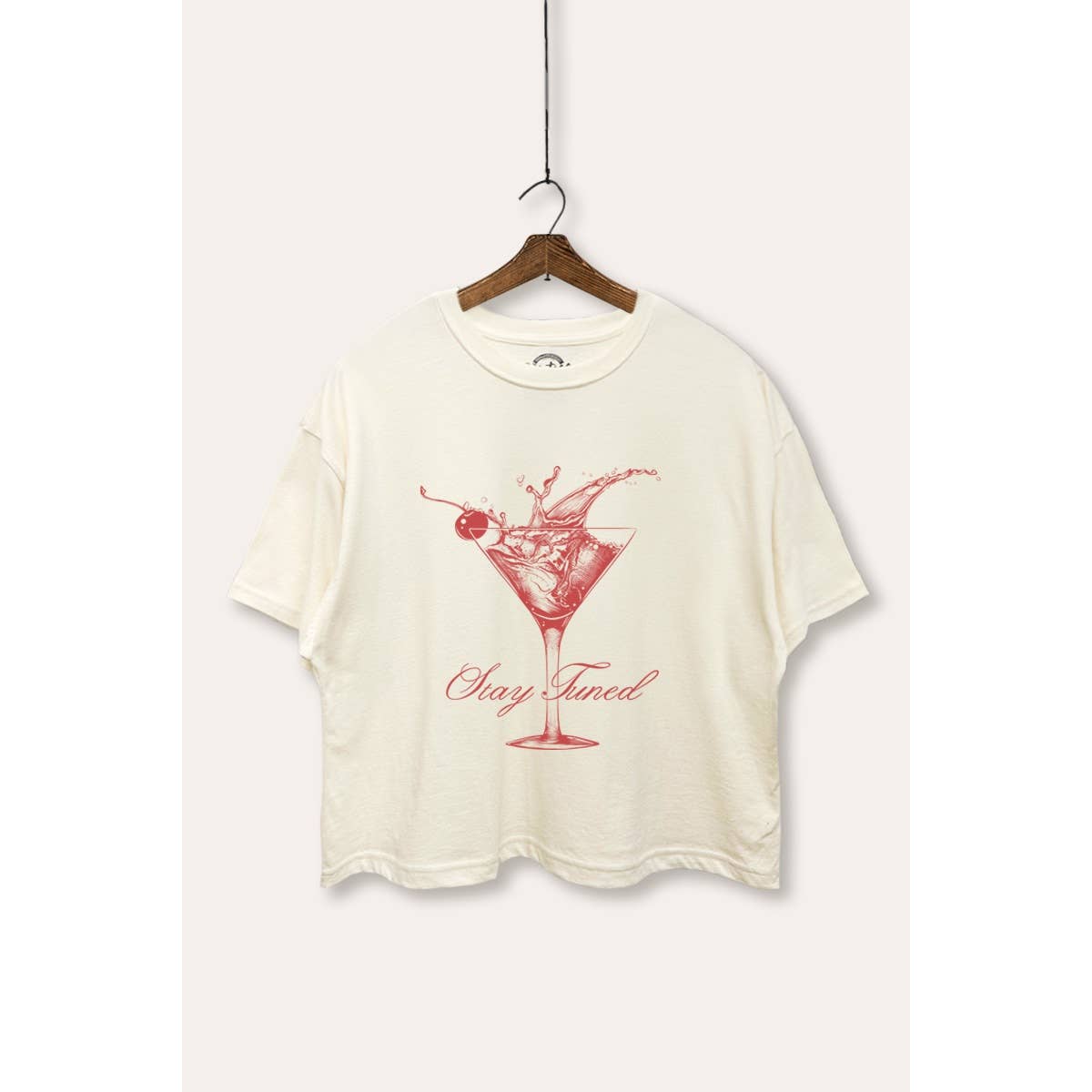 Cocktail Glass Splash Graphic Boxy Crop Top